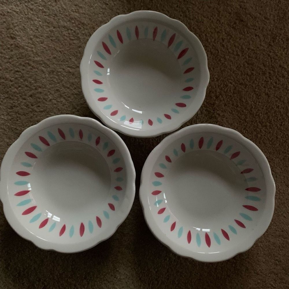 3 Jackson China Falls Creek Pennsylvania 6 1/4” Red Blue Bowls